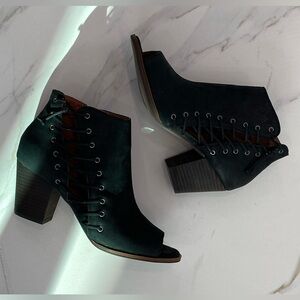 Lucky Brand Black Suede Booties, Size 7.5